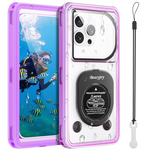 Beasyjoy Waterproof Phone Case, Underwater Phone Case for Snorkeling, Universal IPX8 Diving Pouch with Lanyard for iPhone Samsung Google Moto Series-[NOT Fit Snugly] [Touchscreen Operated Only]-Purple