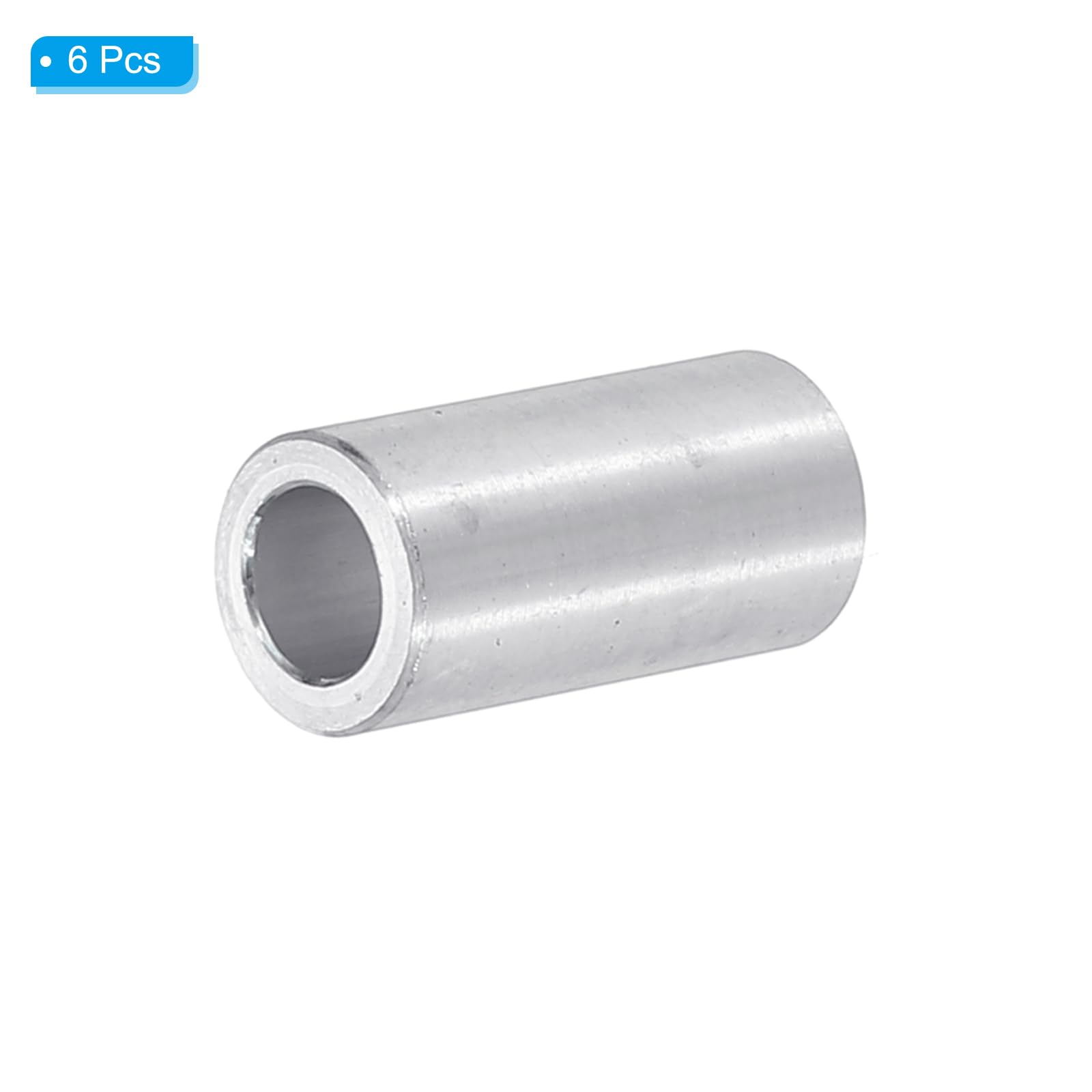 PATIKIL M6 Aluminum Spacers, 6pcs 1/4" x 3/8" Round Metal Spacers for 1/4 or M6 Screw Bolts, Unthreaded Standoff Bushing 1"L - Image 3