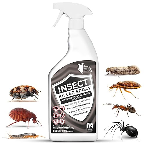 Insect Killer Spray 1L - Bed Bug Flea Moth Fly Spider Ant Bug Spray Killer for Indoor Use Fast-Acting Long-Lasting Protection Suitable for All Insects Effective Cockroach Treatment