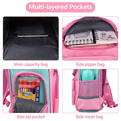 MOOKLIN ROAM Kinderrugzak, schoolrugzak, eenhoorn, grote schooltas voor meisjes, waterdicht, licht, kinderrugzak voor studenten, 5-10 jaar, multicolor - Image 6