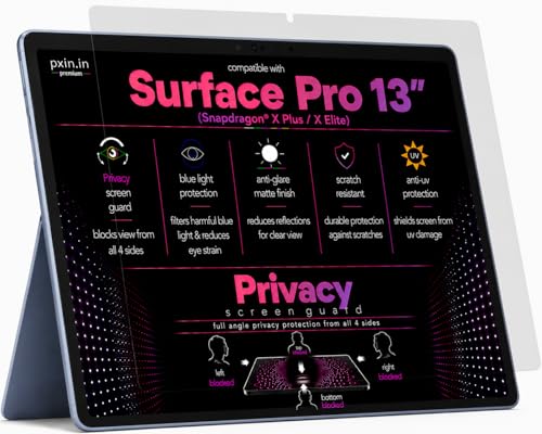 Image of Pxin 360 Pro Privacy Screen guard compatible with Surface Pro 13 inch | Anti Glare | Anti UV | Anti Blue | Anti Reflection | Privacy Filter | Unbreakable Build