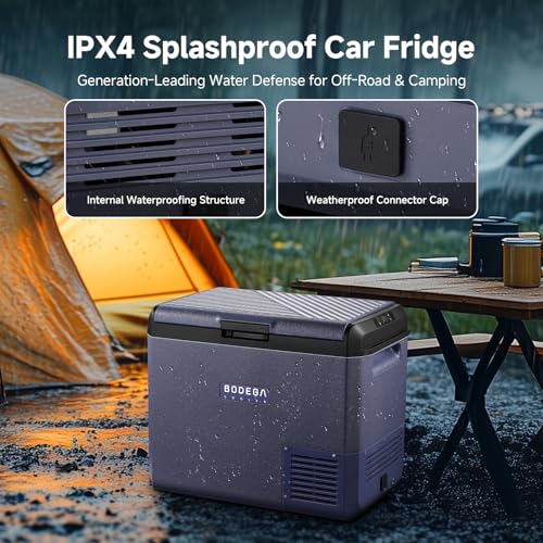 Image of BODEGACOOLER 12 Volt Car Refrigerator, 53QT(50L) IPX4 Waterproof Electric Cooler, 31dB Ultra-Quiet Car Fridge APP Control with 12 /24V DC 110-240V AC, -4℉~68℉, Portable for Truck RV Camping, Travel