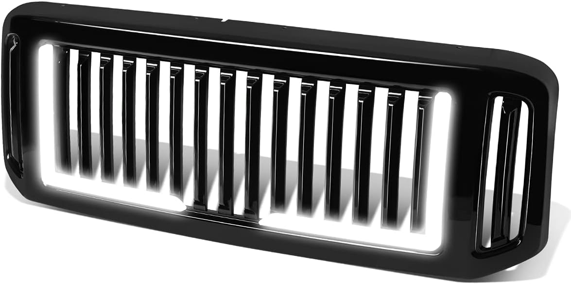 PM PERFORMOTOR Badgeless Fence LED Front Bumper Grille Grill Compatible with 2005 Ford Excursion, 05-07 F-250 SD/F-350 SD/F-450 SD/F-550 SD, Gloss Black,PM-GR-0058