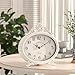 Abdurey Vintage Table Clock on Stand,Desk and Shelf Decorative Clock,French Rustic Style Mantel Clocks,Metal Frame Antique White Finish,Farmhouse,Bedroom, Bedside,Living Room,Gift Clocks