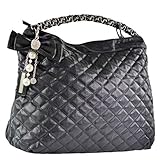 friis & company taschen outlet gestepptes Material Friis & Company Tasche Damen Handtasche Tragetasche Somma Bag Black (B51 x H39 x T13 cm)