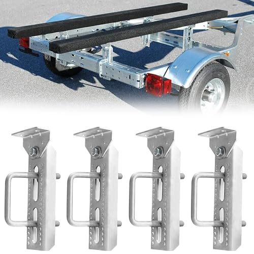 4 PCS 8' Boat Trailer Bunk Brackets, Galvanized Swivel Top, for 1.5' x 3', 2' x 3', 3' x 3' Boat...