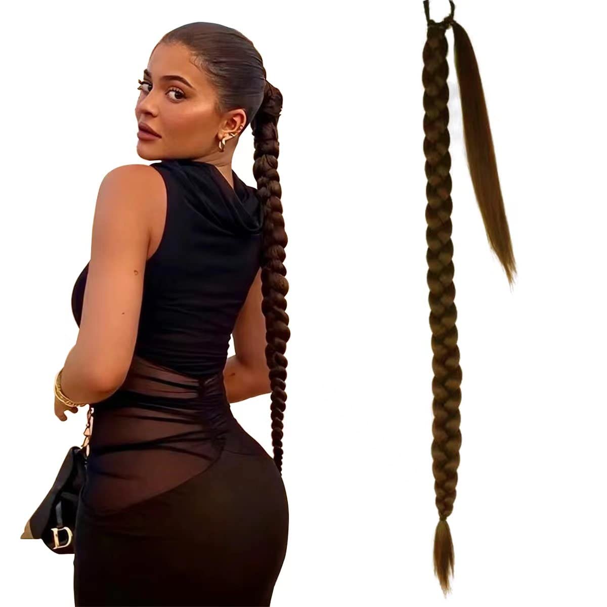 Brown Ponytail Extension Long Braided Ponytail Extension
