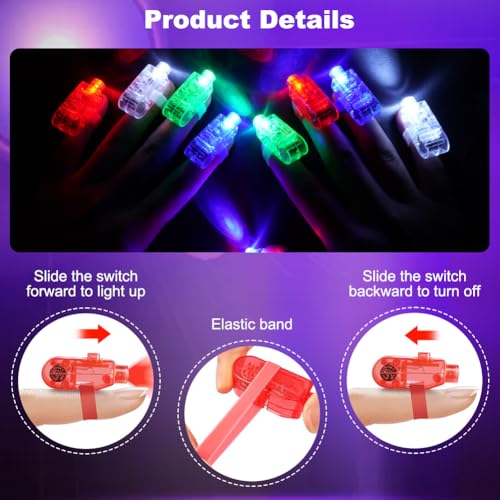 Ainiv 40 Stück Fingerlampe LED Fingerlichter LED Bunt Fingerlicht Fingerring Leuchtringe LED-Taschenlampen zum Aufstecken auf die Finger Fingertaschenlampe für Partys, Bälle, Discos