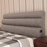 LIQICAI Rückenlehne Bett Kissen Stützbettkissen Rücken Bein Und Knie Stützen Kann Abnehmbar Sein Waschen Mit Klett An Der Wand Befestigt (Farbe : Grau, größe : 203 * 55cm)