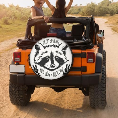 Image of Delerain Raccoon Spare Tire Cover Sun Protector Waterproof Wheel Protectors for Jeep Trailer RV SUV Truck and Many Vehicle(16 Inch for Diameter 29 inch-31 inch)