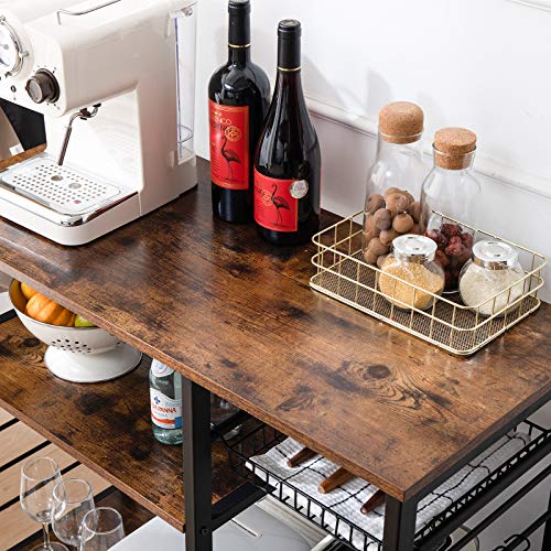 Ibuyke Industrial Kitchen Baker’s Rack, Coffee Bar, Utility Storage Shelf, Microwave Oven Stand, 4-Tier+3-Tier Table For Spice Rack, Simple Assembly Tmj021H #TOP1