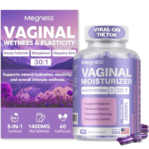 MEGNETA Vaginal Moisturizer Kacip Fatimah 1 000mg & Manjakni 200mg for Female Intimate Health Slippery Elm for Women Vegan 60 Capsules