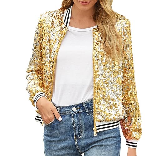 Veste d'hiver femme col en V chic veste paillettes décontractée