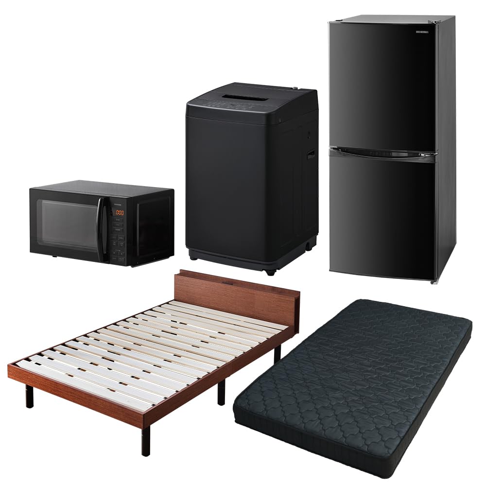 Amazon | アイリスオーヤマ 新生活セット5点セット 洗濯機6kg 黒+