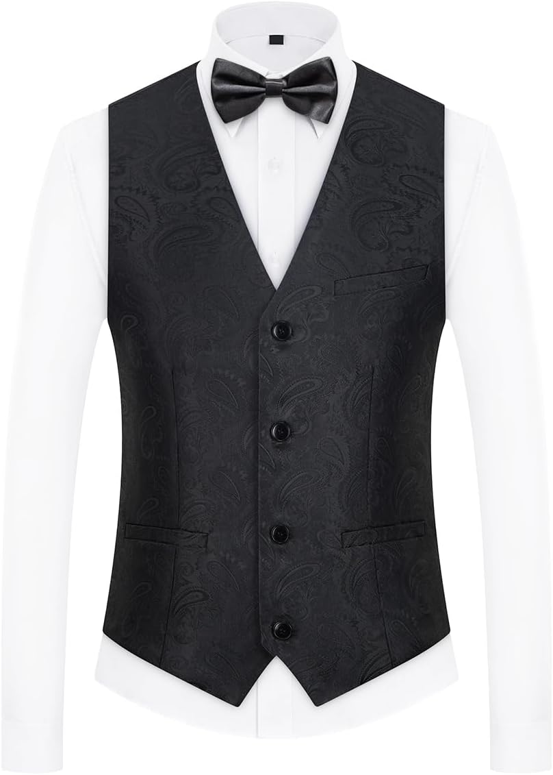 Mens Suits 3 Piece Slim Fit Tuxedo for Men Paisley Suit Prom Tux Shawl Lapel One Button Blazer Vest Pants Set - Image 4