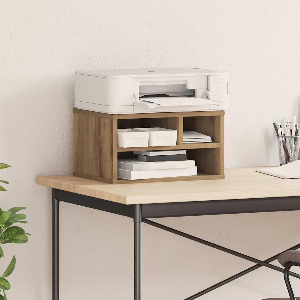 vidaXL Stojak na drukarkę Dąb rzemieślniczy 40 x 32 x 22,5 cm, Nowoczesny, prostokątny stojak na drukarkę, biurowy organizer, drewniany desktop, oszczędność miejsca