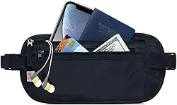 Pochete Doleira Antifurto para Viagem Unissex Resistente à Água com Zíper – Porta Dinheiro, Cartões e Documentos, Pochete Leve e Ajustável para Viagens e Trilhas - Nalux