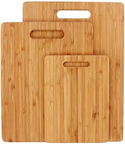 AMEHA 3 Piece Chopping Board Set  Organic Bamboo Pre-Oiled Serving Tray for Food Prep, Meat, Vegetables, and Cheese Cutting Board