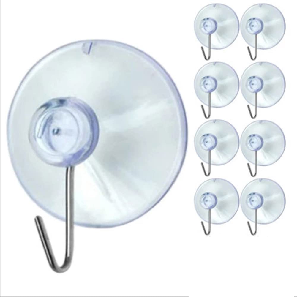 Maonativey Yellow 8 Pcs Suction Cup Hooks, Removable Transparent Suction Cup Sucker Wall Hooks Hanger,Affixed To Any Smooth Surface For Bathroom Kitchen Shower Towel Wall Hooks Hangers Accessories(45Mm)