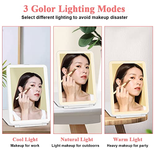 Fome Travel Makeup Mirror With 56 Leds Lights, Travel Makeup Vanity Mirror With 1X/10X Magnification Touch Screen Dimmable Lighting Rechargeable Folding Mirror For Handbag #TOP3
