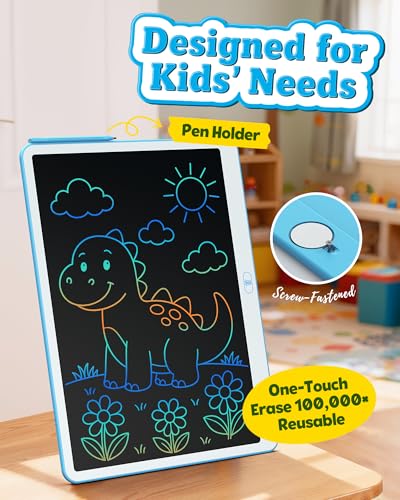 Image of Bravokids 20 Inch LCD Writing Tablet for 3-8 Year Olds - Electronic Drawing Pad and Doodle Board as Educational Birthday Gifts for Girls and Boys (Blue)