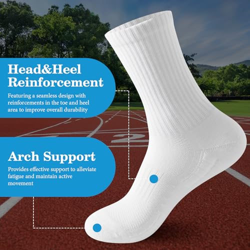 6 Pairs Crew Socks with Arch Support, Breathable Athletic Calf Socks, Thickened Sock Sole to Wear Resistant 5