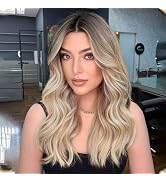 Luxclipse Ombre Gray Wigs for Women Long Wavy Wig with Dark Roots Heat Resistant Wigs Human Hair ...