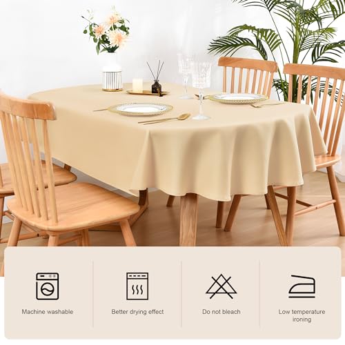 Wolkemer-Oval-Tablecloth-60-x-84-Inch-Washable-Fabric-Table-Cloth-Solid-Beige-Table-Cover-for-Dining-Wedding-Party-Banquet-Tabletop-Decoration Wolkemer Oval Tablecloth 60 x 84 Inch Washable Fabric Table Cloth Solid Beige Table Cover for Dining Wedding Party Banquet Tabletop Decoration