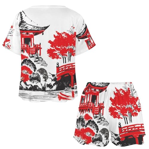Ensemble de pyjama pour femme Pavillon à manches courtes pour l'été