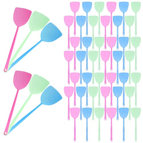 100 Pcs Fly Swatter Plastic Fly Swatters Heavy Duty Colorful Strong Flexible Manual Fly Swat Set Long Handle for Effective Flies and Mosquitoes Swatting Durable and Flexible Fly Swatters Set
