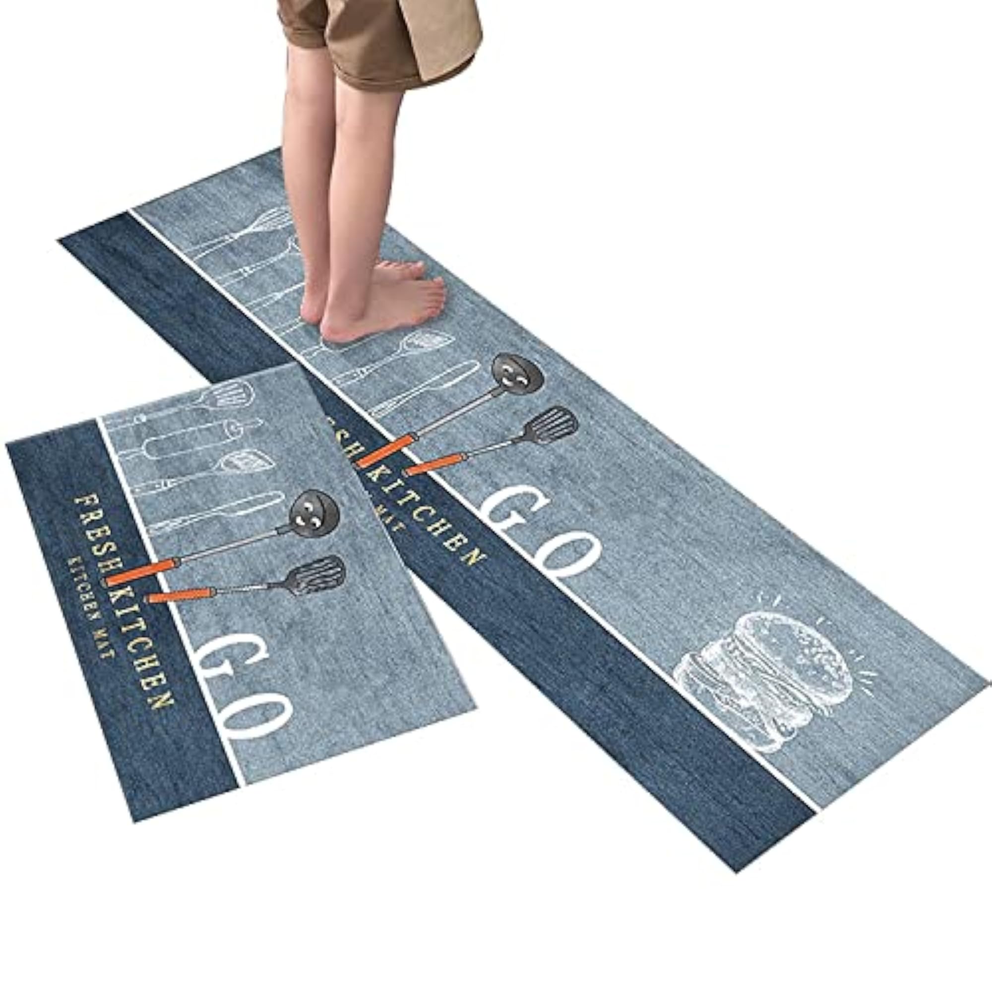 Kitchen Floor Mat & Runner Set with Anti-Skid Backing