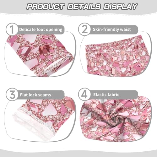 Rose Gold Pink Glitter Kids Baby Girls Leggings Stretchy Full Length Activewear Sports3