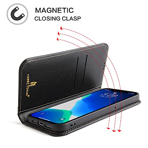 nincyee Capa carteira de couro legítimo para iPhone 12 Pro e iPhone 12, fecho magnético com suporte