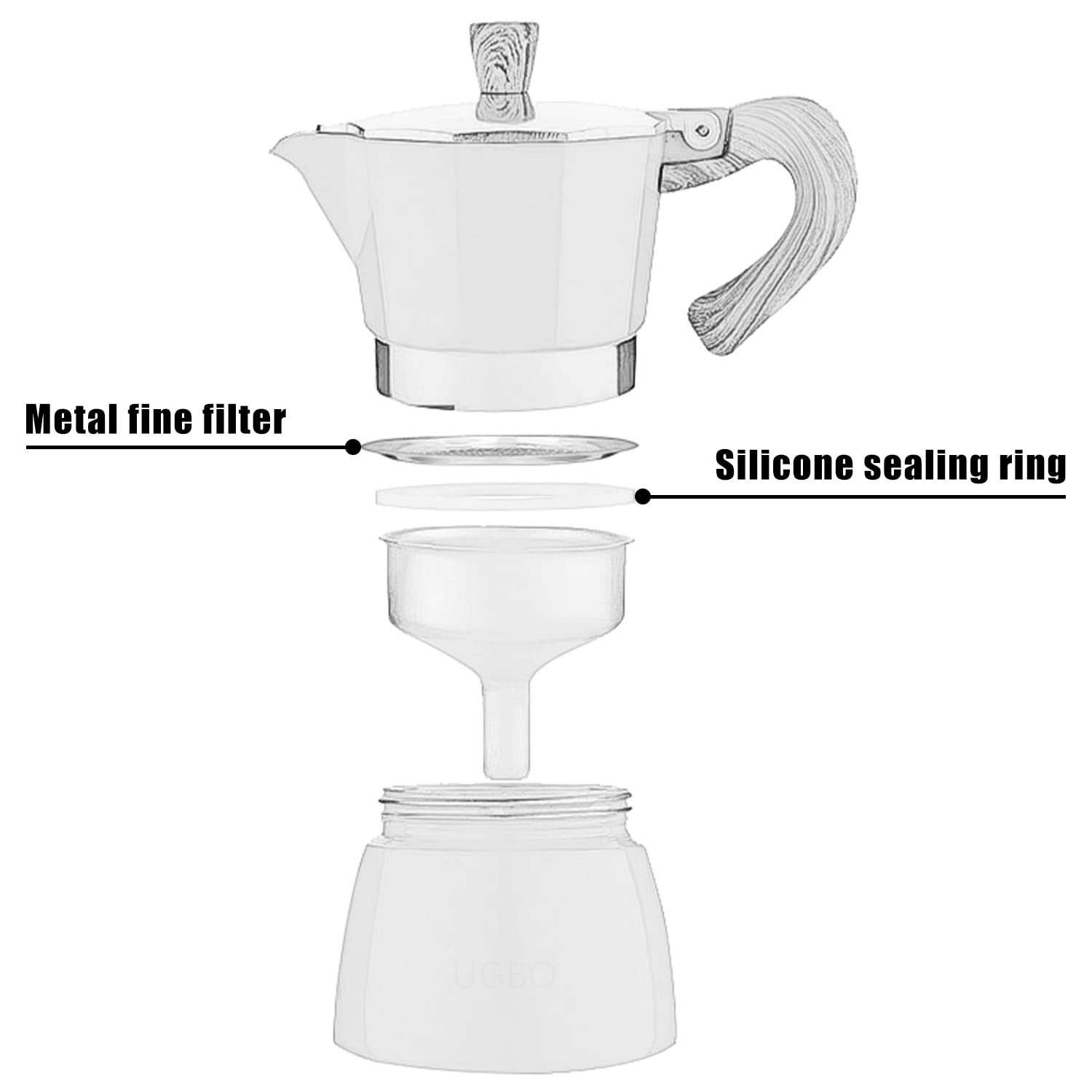 Kit Di Ricambio Per Caffettiera: 6 Guarnizioni In Silicone + 2 Filtri In Alluminio, Per Macchina Da Caffè Da 6 Tazze, Diametro 7,4 Cm, Senza BPA