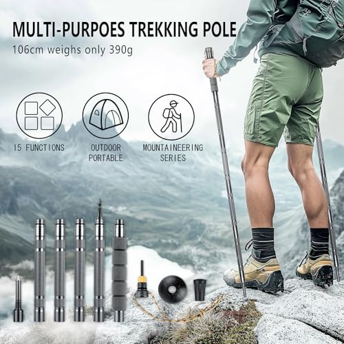 Hiking Pole Detachable Lightweight for Hiking Stick Walking Pole for Man Women - Thumbnail 5