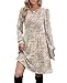OFEEFAN Fall Dresses for Women 2025 Long Sleeve Sweater Dress Winter Clothing Tunic Dress with Pockets Fall Outfits Clothes Beige L