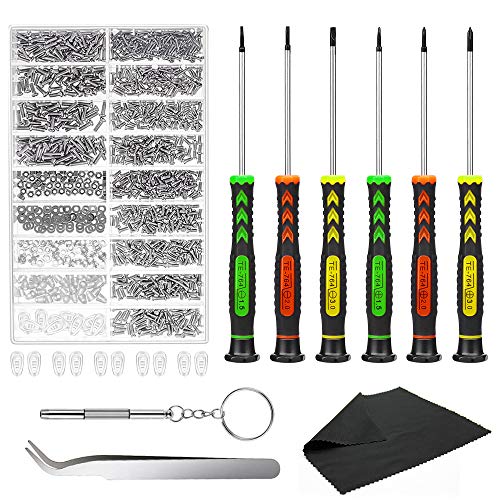 Eyeglass Repair Tool kit, Glasses Repair Kit with screws Including 6 Pcs Small Precision Magnetic Screwdriver With Nose Pads and Eye Glass Screws Assortment, Suitable for Eye Glass Sunglasses Repair