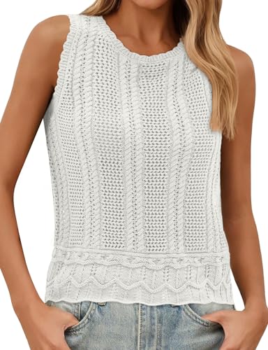 Women's Beach Cover Up Sleeveless Crochet Vest Summer Lightweight Hollow Out Mesh Sweater Top Vacation Swimwear 20252