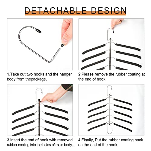 Clothes Hangers Space Saving Coat Hangers 2 Pack Znben Non Slip Shirt Hangers With Padded Foam Stainless Steel 5 In 1 Closet Organizer Heavy Duty Multilayer Hangers For Coat Sweater Suit T-Shirt #TOP6