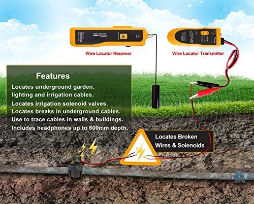 NOYAFA Underground Cable Wire Locator Locate Pet Fence Wires, Metal Pipes, Electrical Wires, Telephone Wire, Coax Cable with Earphone (816)