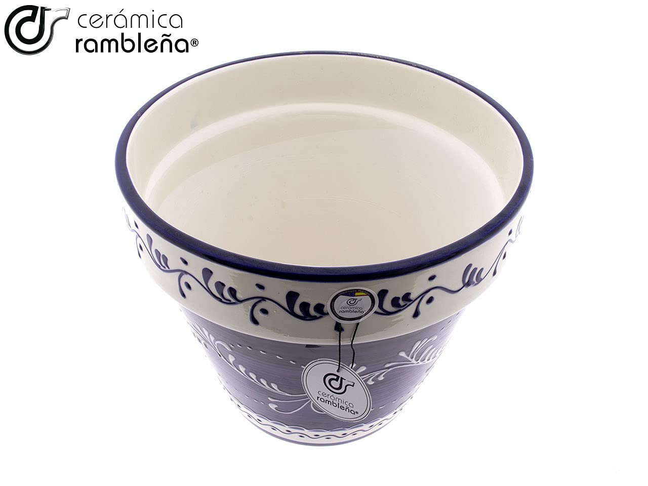 Jardinière en céramique pour plantes grimpantes - Pots décoratifs en céramique - Pots extérieurs - Patio Andaluz - Décoration 100 % faite à la main - 20 x 20 x 17 cm