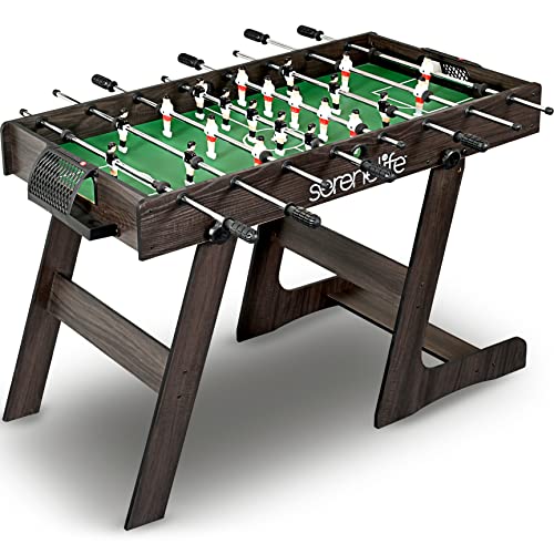 Folding Foosball Table, 4’ X 2’ Full Competition Size Foldable Space Saving Table Soccer For Home, Arcade Game Room, For Indoor Or Outdoor, Family Game Night, Perfect For Kids And Adults #TOP19