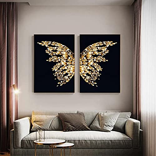 Pintura de mariposa hermosa abstracta para renovar paredes juego de lienzos de salon 60x80cm