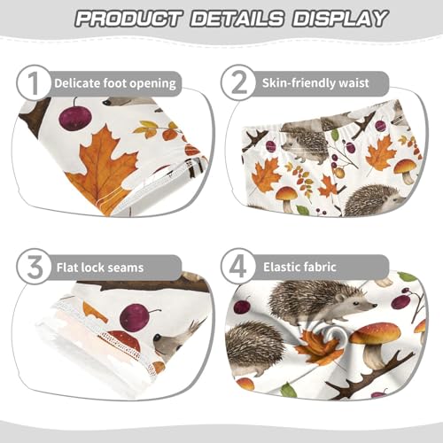 ALAZA Girls' Leggings Children's Yoga Pants Skinny Printed Dance Hedgehog Leaf Mushroom Comfortable 4T2