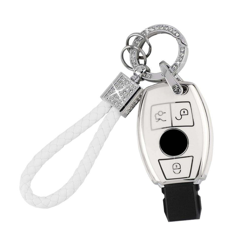 HSGSIS For Mercedes Key Fob Cover, 3 Buttons TPU Key Fob Protector With Key Chain, Compatible