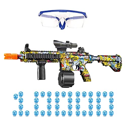 vincente Pistolet À Billes Gel Ball Blaster Electrique - avec 10000 Perles d'eau et Lunettes | Jouet Extérieur Jouets Boule pour Enfants Jaune