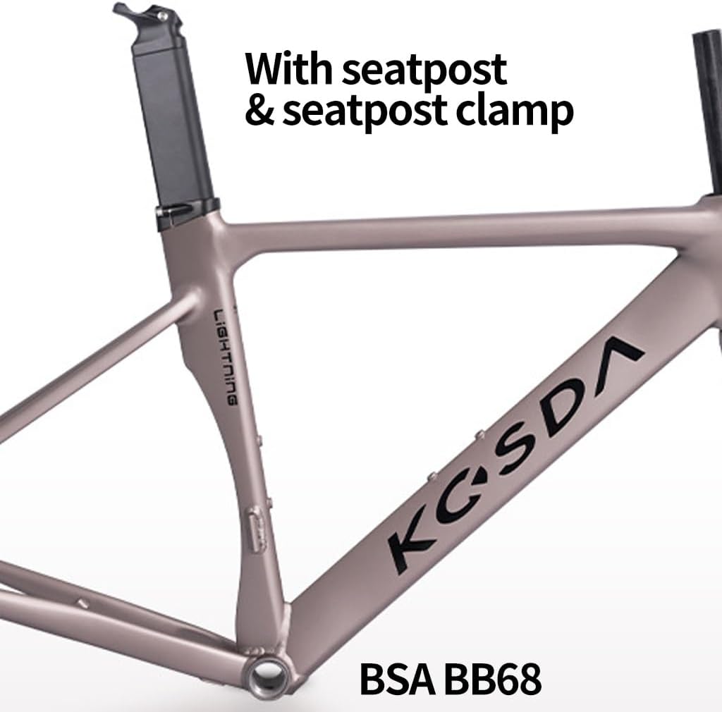700C Road Bike Frameset 45CM 48CM 51CM Aluminum Alloy Disc Brake Frame Wind Breaker Frame Carbon Fiber Fork BSA BB68 Thru Axle 12 * 100mm 12 * 142mm(Gray,45cm)