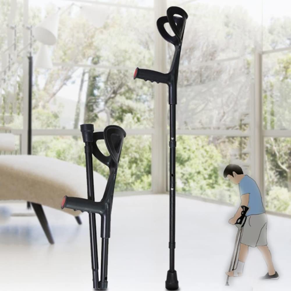 Plegable De Caminar Muleta, Muletas De Antebrazo Muletas De Antebrazo Adulto Bastones, Bastón para Jóvenes Muletas Ortopédicas, Antideslizante (Color : Black, Size : One-Footed)