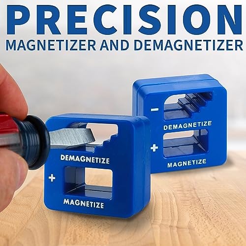 MeasuPro Demagnetizer and Magnetizer - Blue - for Screwdrivers Tips, Bits, and Small Tools, Large or Big Screws, Drills, Drill Bits, Sockets, Nuts, Bolts, Nails and Precision Construction Tools - Thumbnail 2