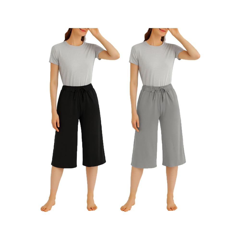 brand flex Women's Casual Regular Fit Loosefit Yoga Pants for Women Black, Grey (2Pack)-picture-27